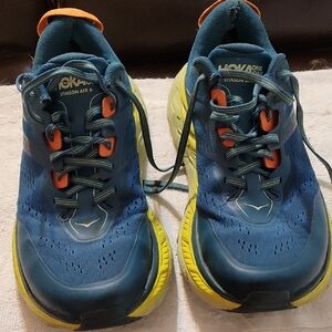 Hoka One One Stinson ATR 6 Blue with Yellow and Orange Accents